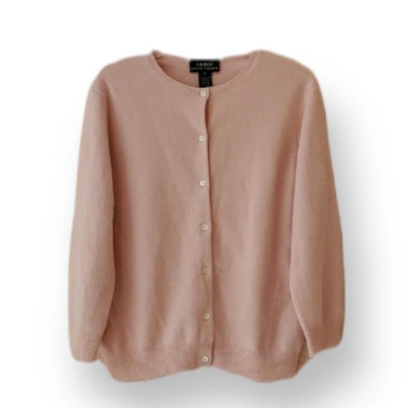 Lauren Ralph Lauren Sweaters - Lauren Ralph Lauren Powder Pink Cashmere Front Pearled Button Cropped Cardigan M